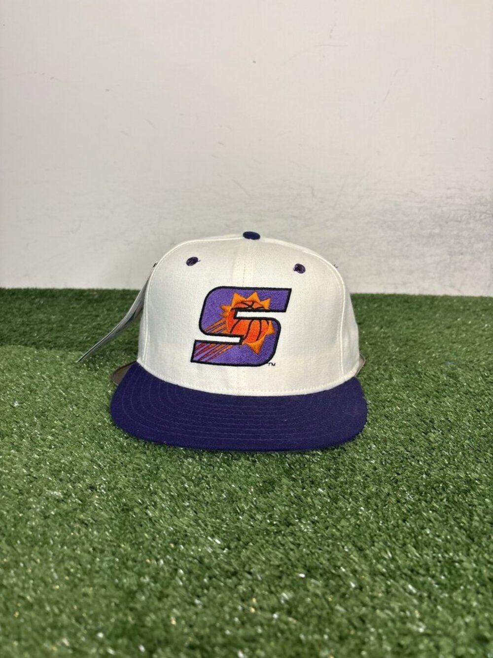 Vintage Phoenix Suns hat cap fitted 7 1/8 white purple new era 59fifty wool new